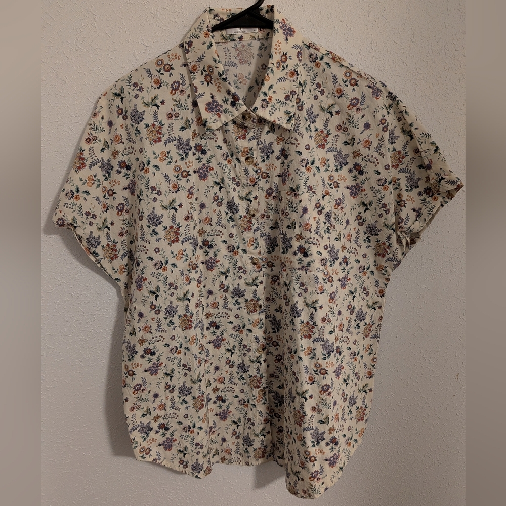 Hotouch Women's Short Sleeve Floral Button-Up (XL)